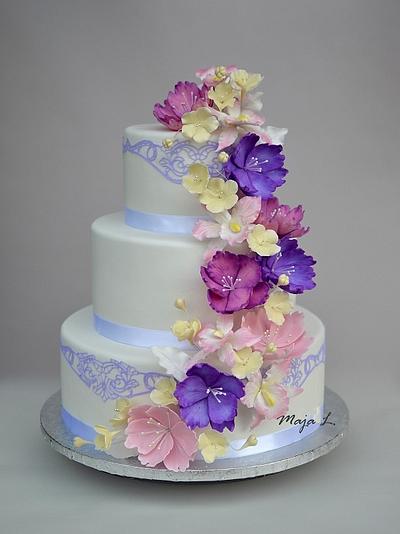 Colorful wedding cake - Cake by majalaska