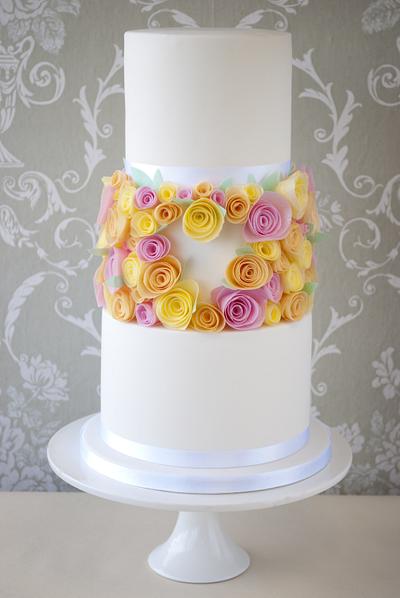 Spring Wedding Wafer Paper Roses by Windsor Cake Studio - Cake by Windsor Craft