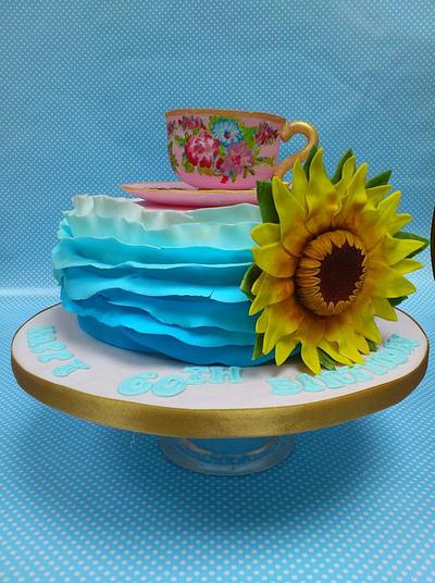 Tea cup and sunflower  - Cake by Kazza