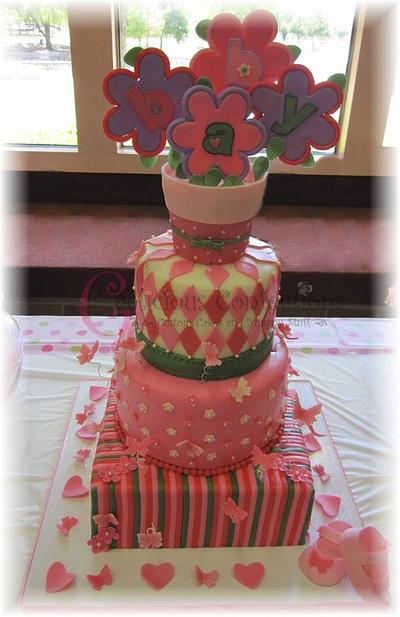 Flowers & Butterfly Baby Shower  - Cake by Geelicious Confections