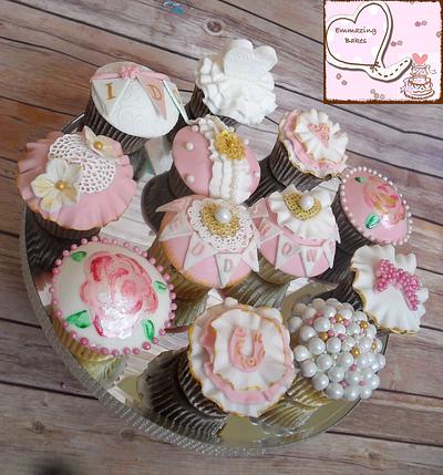 Vintage wedding shower cupcakes - Cake by Emmazing Bakes
