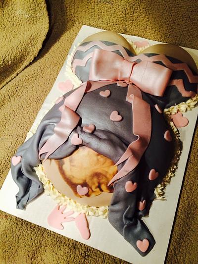 Sonogram belly cake  - Cake by Cakesbynini 