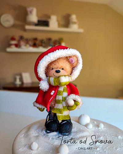 Cute Christmas teddy bear cake topper - Cake by Torta Od Snova