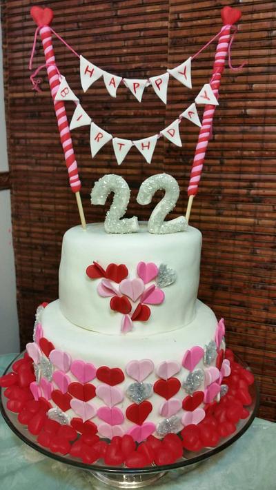 hearts 22nd birthday - Cake by Julia Dixon