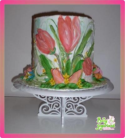 Royal icing painted tulips - Cake by Bety'Sugarland by Elisabete Caseiro 