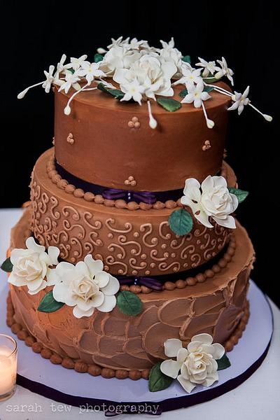 Chocolate gardenia wedding cake - Cake by Marney White
