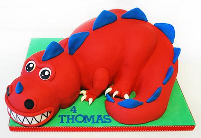 Cute Red Dinosaur - Cake by Danielle Lainton