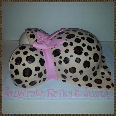 Cheetah Baby Bump Cake - Cake by For the Love of Cake