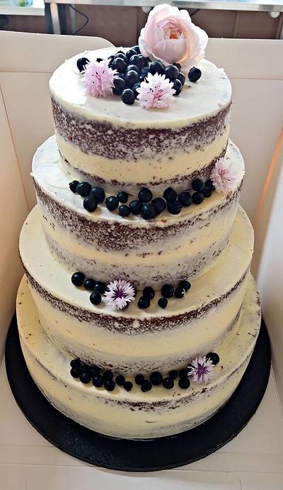 simple semi naked wedding cake - Cake by claire cowburn