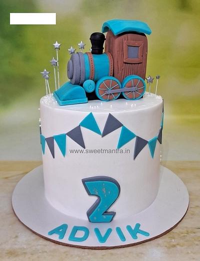 Train theme cream cake - Cake by Sweet Mantra Homemade Customized Cakes Pune