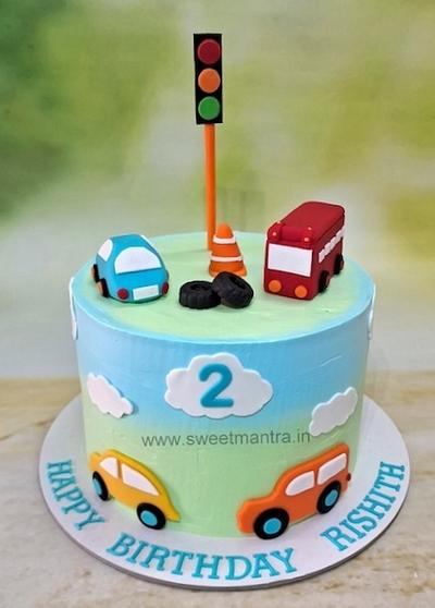 Vehicles cake in cream - Cake by Sweet Mantra Homemade Customized Cakes Pune