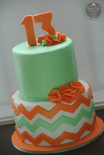 mint and coral - Cake by Magda's cakes