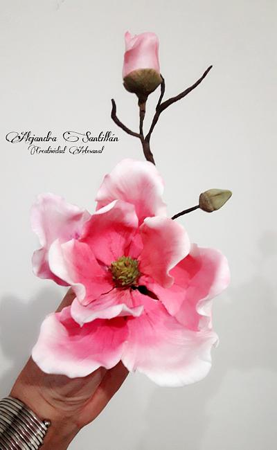 Magnolia en pasta de azucar!! - Cake by Alejandra Santillán