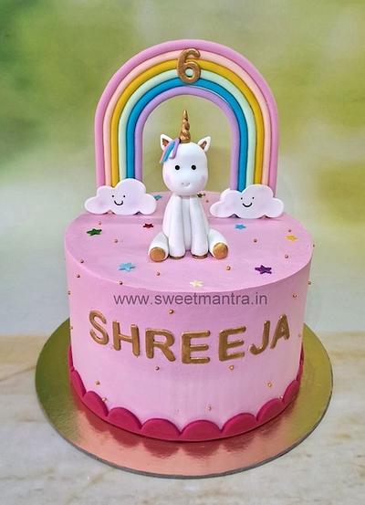 Unicorn cream cake with rainbow - Cake by Sweet Mantra Homemade Customized Cakes Pune