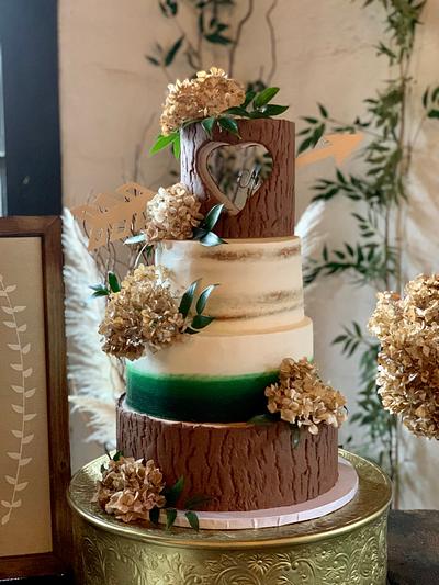 Woodsy Themed Wedding Cake - Cake by Brandy-The Icing & The Cake