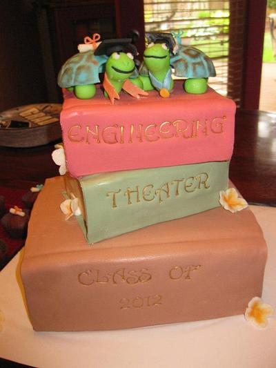 Graduation Turtles atop a stack of Books - Cake by Fidanzos