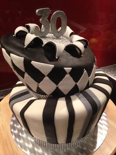 Black and White Topsy Turvy Cake - Cake by Monika Klaudusz