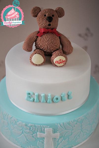 Hamleys teddy bear christening cake - Cake by Candy's Cupcakes