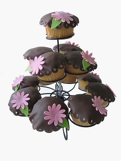 Simple Pink Flowers on Cupcakes - Cake by Pazzles