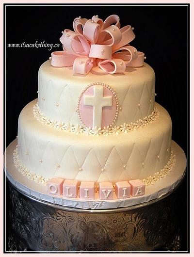 Pink Baptism Cake  - Cake by It's a Cake Thing 