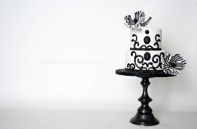 Black and White Fantasy Cake recently published in Wedding Cakes a design source magazine - Cake by CourtHouse Cake Company