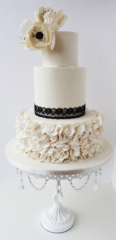 Anemone scrunch flower wedding cake - Cake by Little Miss Fairy Cake