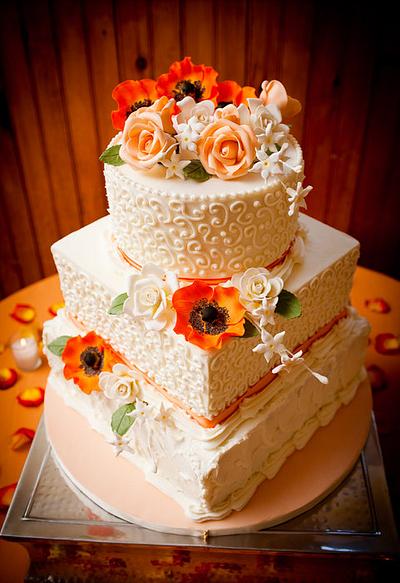Orange and peach wedding cake - Cake by Marney White
