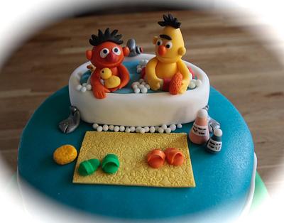 Bert en Ernie in the bathtub - Cake by Donnay