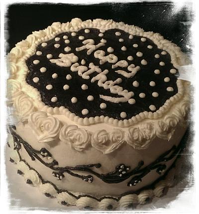 Happy Birthday in Black & White - Cake by Eicie Does It Custom Cakes