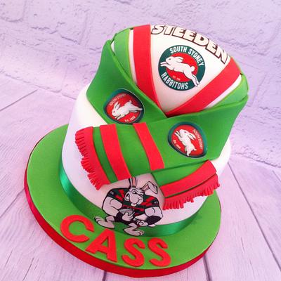 South Sydney rabbitohs rugby cake - Cake by Amanda sargant