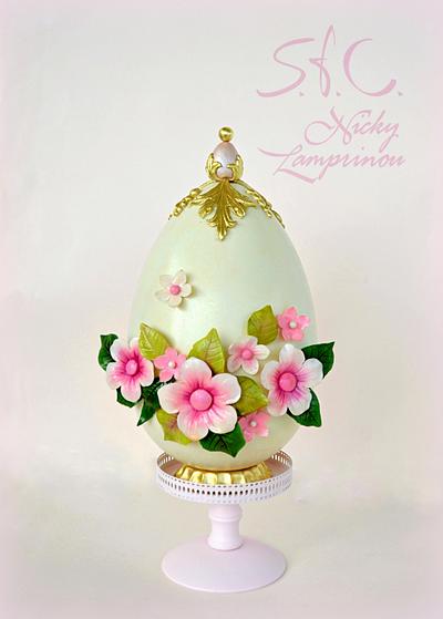 White chocolate Easter egg  - Cake by Sugar  flowers Creations