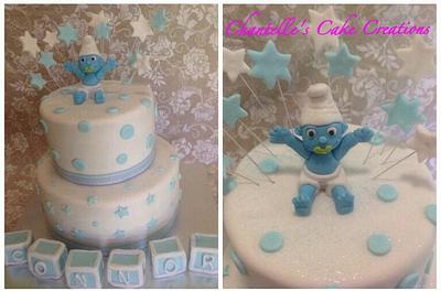 Baby Smurf Christening Cake - Cake by Chantelle's Cake Creations