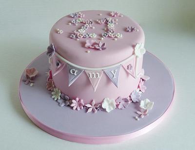 Blossom and bunting 21st birthday cake - Cake by Angel Cake Design