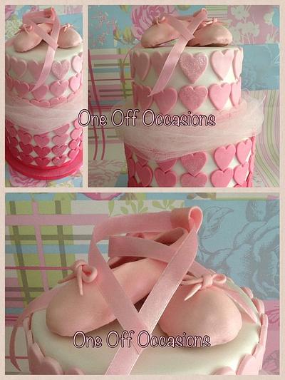 Ballet inspired birthday cake with edible shoes... - Cake by OneOffOccasions