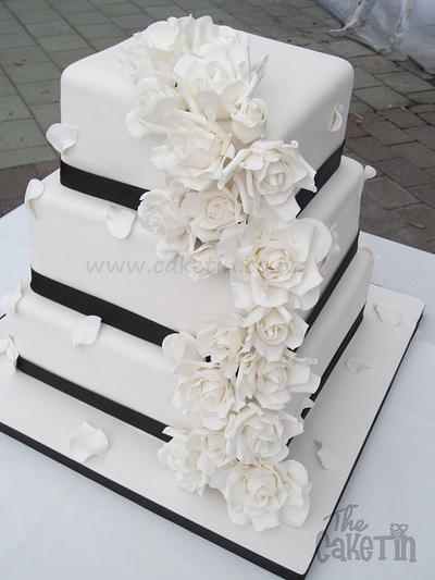 White roses wedding cake. - Cake by The Cake Tin