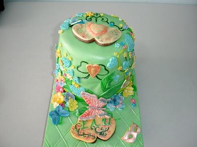 Cake with flower garden and butterflies - Cake by Valeria Sotirova