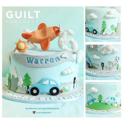 Blue Cars and Plane - Cake by Guilt Desserts