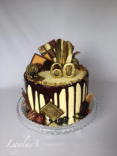 Golden chocolate drip cake  - Cake by Layla A