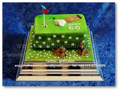 No Birdie This Time... Golfing Enthusiasts Birthday Cake - with his Border Terriers - Cake by 4hcakes