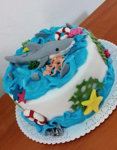sea cake with shark - Cake by Ellyys