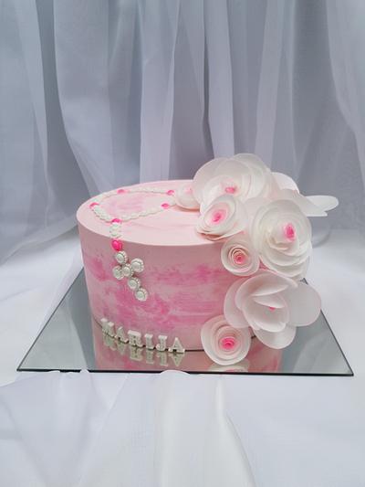 Gentle pink Christening cake - Cake by Tirki
