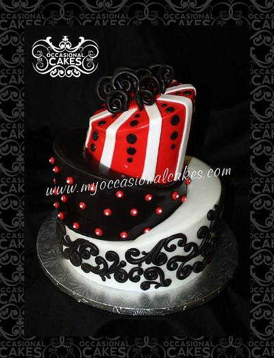 Red-Black-White Topsy Turvy Cake - Cake by Occasional Cakes