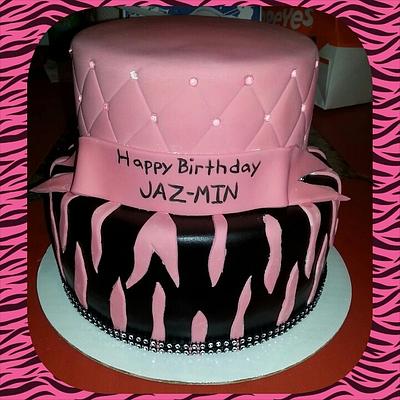 Black & Pink Zebra Strips - Cake by Nicole Verdina 