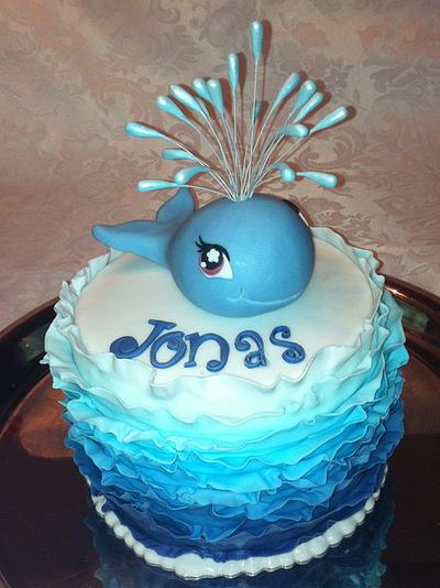 christening cake with whale - Cake by Simone Barton