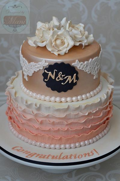 Ruffles & Roses Engagement cake - Cake by designed by mani