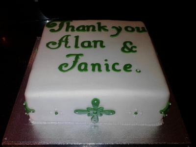 White and Green Retirement Cake - Cake by Claire Sullivan