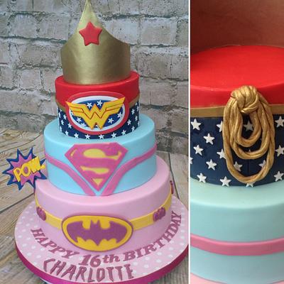 Girly Superheroes 16th birthday  - Cake by Sweet Lakes Cakes