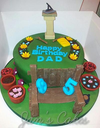 Garden with bench and sundial - Cake by Jan