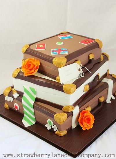 Stacked Suitcases Wedding Cake - Cake by Strawberry Lane Cake Company