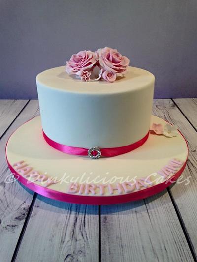 Pink Roses Cake - Cake by Dinkylicious Cakes
